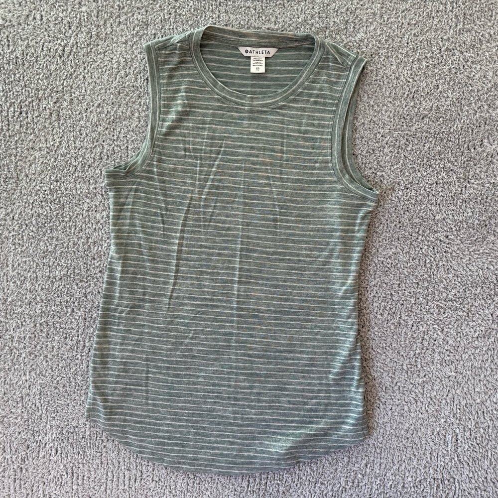 Athleta Gray-green Striped Tee